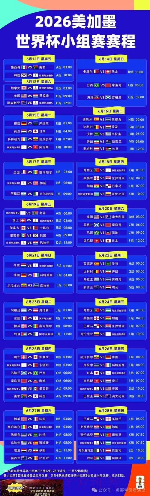 最新世界杯赛程详细信息